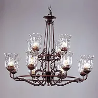 Люстра подвесная Гела (Gela) L17712.19 L'ARTE LUCE прозрачная на 12 ламп, основание коричневое в стиле кантри ковка Люстра подвесная Гела (Gela) L17712.19 L'ARTE LUCE прозрачная на 12 ламп, основание коричневое в стиле кантри ковка